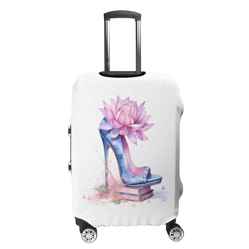 Fashion High Heels Flower Travel Luggage Cover Washable Suitcase Protector Baggage Covers for Women Men XL4