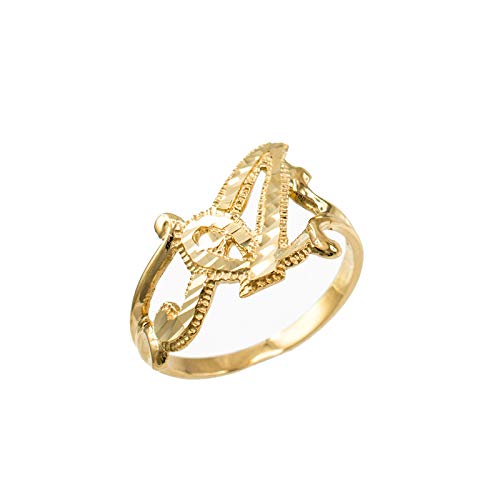 La Blingzsparkle Cut Letter Initial Script Ring In 10k Yellow