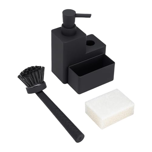 Yanayi Dispensador De Jabón para Platos con Portacepillos - Organizador De Esponja Y Jabón para Fregadero Y Encimera De Cocina,Almacenamiento Compacto para Baño, Apartamento, Residencias Y