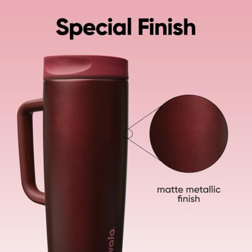 Image of Owala SmoothSip Slider Stainless Steel Insulated Travel Mug with handle, 100% Leak Proof, For Hot and Cold Drinks, Travel Friendly with Sliding Lock Lid, 24 oz, BPA Free, Leak Proof, Black Cherry
