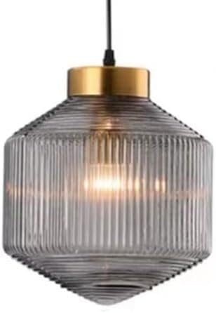 Lámpara colgante de cristal gris ahumado industrial y elegante