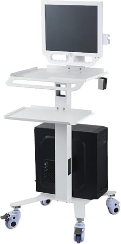 Carrito médico para Carrito móvil con Soporte para Monitor y Escáner Oral, Carro Dental con Ruedas, Carro de Doble Capa para Hospital, Clinica Dental y Oficina