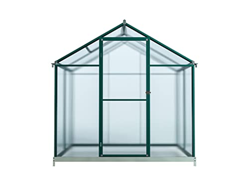 Outgarden Gewächshaus Victoria | Hohlkammerplatte 4 mm | 2,2 m² | Aluminium eloxiert | B x T x H: 182 x 122 x 188,3 cm | Mit Dachfenster und Flügeltür | Inkl. Fundament