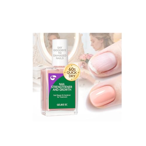 Image of Nail Strengthener and Growth for Damaged Nails: Nude Pink 15ml Protein Nail Hardener Extra Strong and Growth for Weak Nails - Gelike EC 6 in 1 Quick Dry Ridge Filler - Housewife Office Lady Home Care