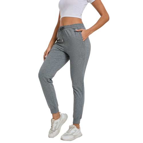FGFD&OU Pantalones Deportivos Mujer Pantalones Jogger Pantalón Chándal Algodón Sweatpants Elásticos Pantalones Largos para Casual Jogger Gimnasio Deportes (Gris Oscuro, XXL)