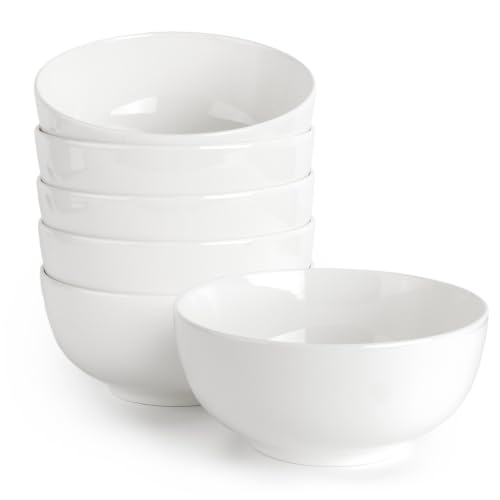 Image of DOWAN 22 OZ White Ceramic Bowls Set of 6 - Perfect for Soup Bowls for Kitchen, Cereal Bowl, Ramen Bowl, Dishwasher & Microwave Safe