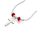 Produktbild Mädchen Kreuz Anhänger mit Original Swarovski rot Kristalle 925 Sterling Silber Halskette, 40,6 cm + 10,2 cm Extender