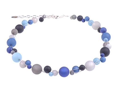 Adi Modeschmuck Polariskette “Linda”, modischer Mix aus verflochtenen original italienischen Polarisperlen in 6mm bis 14mm Größe, handgefertigt in Berlin thumbnail