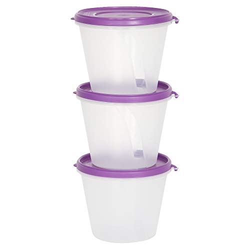 Image of Cutting EDGE Nesterware 1000ml Stackable Food Container (Set of 3, Purple) | BPA-free plastic, stackable design, leak-proof, kitchen storage, pantry, fridge, meal prep, reusable, travel use