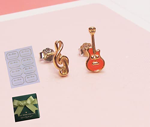 Ohrstecker für Frauen Sterling 925 Silber, Gitarren Ohrstecker, einzigartige Ohrringe für Frauen Mädchen, Funky Trendige handgemachte zierliche ästhetische Ohrringe, Musikliebhaber Ohrringe Cover