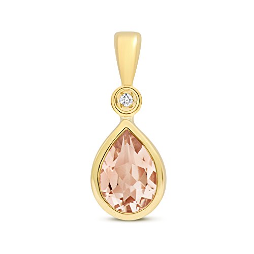 Pendentif Femme Or 375/1000 diamant et morganite le cadeau ideal pour elle