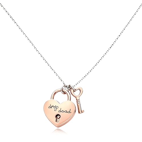 Sofitel Drop Dead Heart Keyed Padlock Pendant Necklace for Women Olivia Merch Album Unraveled Tour Concert Outfit Jewelry Gifts for Fans