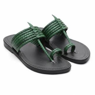 Karagiri The String Green Men's Genuine Leather Kolhapuri Chappal | Handmade Premium Comfort Leather Sandals | Soft Cushioned Footbed | Lightweight Ethnic Daily Wear, Casual & Wedding Footwear-image-2