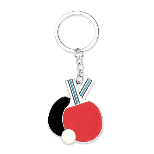 Tranbath Sport-Schlüsselanhänger Mit Mini Tischtennis Und Badminton Schläger, Tischtennis Geschenk, Fan-Schlüsselanhänger, Kleine Geschenke Für Kolleginnen (Tischtennis1)