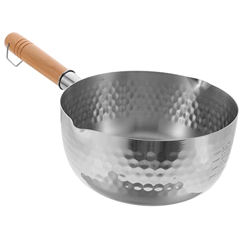 Pan de nieve de acero inoxidable cacerola de leche de japón olla para hervir leche olla pequeña para leche fideos estofado verter calentador de mantequilla olla de sopa Madera MAGICLULU
