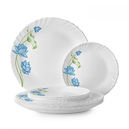 Image of Cello Opalware Zarah Fine Floral Dinner Set, White, Set of 10