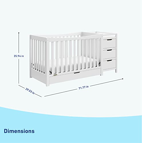 Graco Remi 4-in-1 Convertible Crib & Changer – GREENGUARD Gold Certified, Fits Standard Crib Mattress, Converts to Toddler Bed and Full Bed, 4 Adjustable Mattress Heights (White) by Graco - Image 5