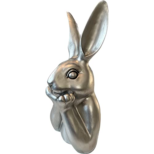presentis HASENBÜSTE Osterhase Deko Ben 35 cm Silber Altsilber Osterdeko