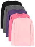 Cooraby 5 Pack Girls Long Sleeve Tees Basic Crewneck Soft T-Shirts Toddlers' Assorted Colors