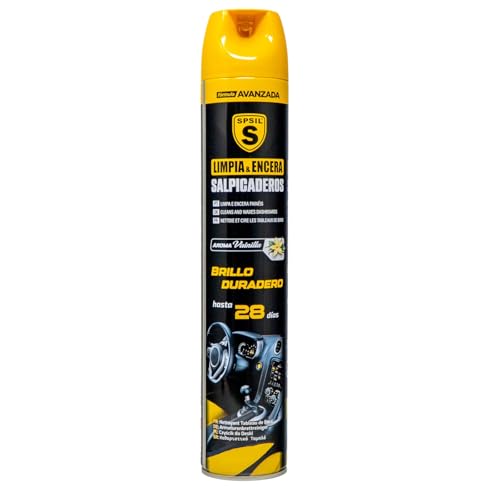 SPSIL Limpiador Abrillantador para Salpicaderos de Coche - Protección UV 28 Días y Efecto Antipolvo - Spray para Plásticos, Vinilos, Cuero Interior - Limpieza Profunda Vainilla 600ML