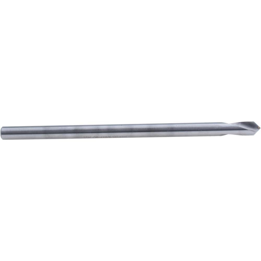 Hertel Spotting Drill, 1, High-Speed Steel, 3/8" Shank Dia, 3/8" Dia, Bright/Uncoated Finish, 90 deg, 1" Flute Length, 7" OAL, Right Hand Cut