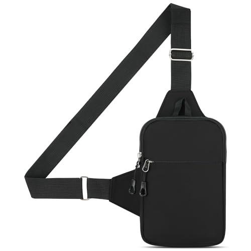 HOTUT Sling Chest Crossbody Bag,Wasserdicht Schultertasche für Herren und Damen,Klein Umhängetasche Leichte Sling Bag für Radfahren, Wandern und Kurztrips (Schwarz)