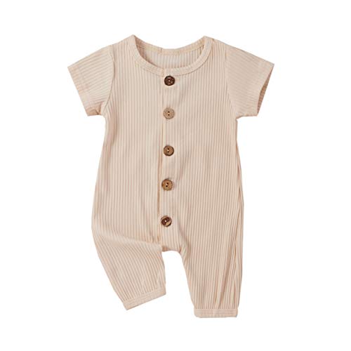 Sasaerucure One Piece Outfit Baby Boy Girl Solid Romper One Piece Jumpsuit Short Sleeve Bodysuit Knitted Clothes Baby Unisex Clothing