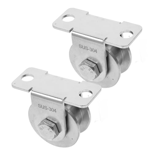 Paquete de 2 poleas de cable de acero inoxidable de 48 mm con rodamientos, poleas de cuerda pequeñas montadas en la pared para puertas correderas, aplicaciones industriales y lisas
