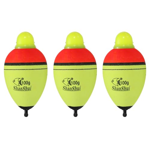PATIKIL 3.5oz Lighted Fishing Slip Bobbers, 3 Pack EVA Green Red LED Light Up Fishing Float for Night Fishing, Yellow