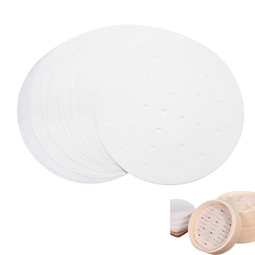 YUYUDEHM 100 PCS Bamboo Steamer Paper, 6 Inch Steamer Basket Liners With Holes, Round Air Fryer...