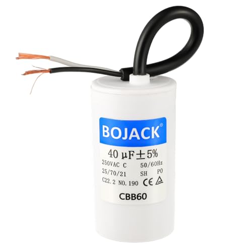 BOJACK Run Capacitor 40 uF MFD 250V AC CBB60 2 Wire Cylinder