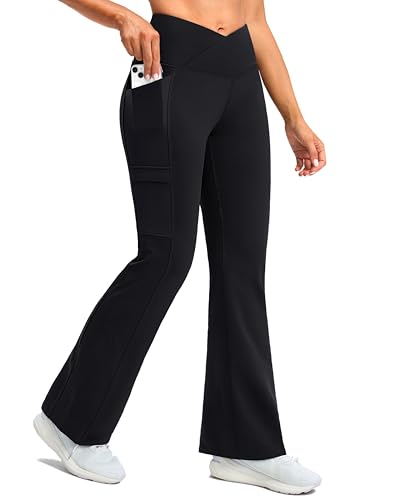 G Gradual Women's Fleece Lined Pants Water Resistant Winter Thermal Flare Leggings Hiking Snow Pants for Women 4 Pockets(Black 29-M)