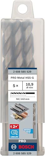 Bosch 5x PRO Metal HSS-G Spiralbohrer, 10,9 x 94 x 142 mm, 5-tlg. – Ansicht 2