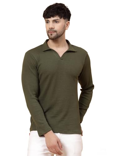 Image of Rigo Printed Casual T-Shirts for Men | Waffle Knit Solid T-Shirt for Men | Full Sleeves T-Shirts for Men