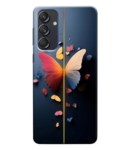 Image of Stylish Butterfly Printed Hard Back Case Cover Compatible for Samsung Galaxy M55 5G / M55S / F55 5G (Multicolor) - D1665