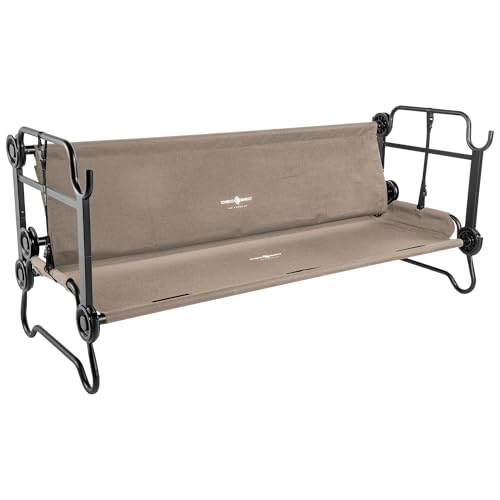 Disc-O-Bed Large Portable Bunk Camping Cots with Carry Bags - Heavy-Duty Indoor or Outdoor Sleeping System, Converts to Bench or Separate Beds, 500 lb Weight Capacity Per Cot