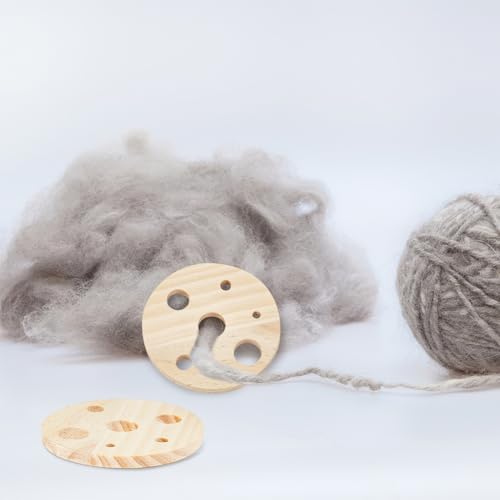Image of NBEADS 10 Pcs Round Wood Diz for Roving, Spin Roving into Yarn, Hand Spinning, Yarn Spinner, Spindle for Beginners and Advanced (Hole: 12 /10 /7 /5 /3mm)