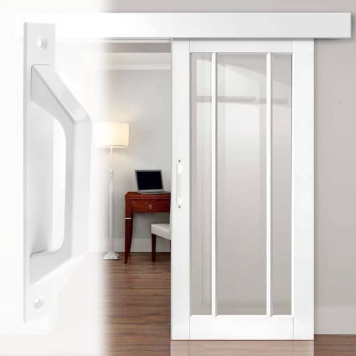 Jiozermi 2 Pack Sliding Barn Door Handle, 7.9 Inch Gate Door Handle, Aluminium Alloy Door Pull Handle For Sliding Barn Door Gate Cabinet Closet Drawer Garage Shed, Silver White #TOP6