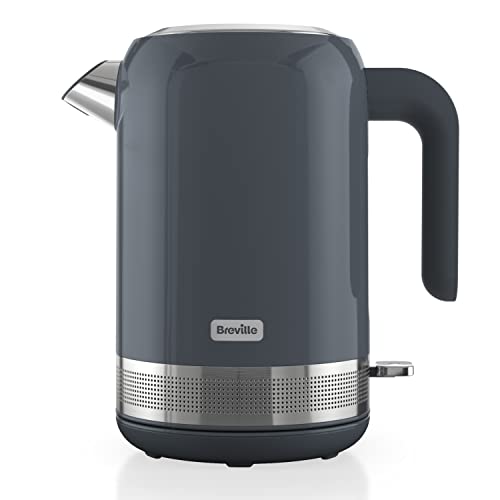 Breville High Gloss bouilloire électrique | 1,7 L | Résistance de 2,4 kW pour une ébullition rapide | Coloris gris et acier inoxydable [VKT157X]