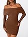 LILLUSORY Womens Sweater Dress 2025 Fall Off The Shoulder Mini Bodycon Going Out Long Sleeve Sexy Fashion Trendy Clothes Outfits Formal Homecoming Wedding Guest Party Winter Caramel S