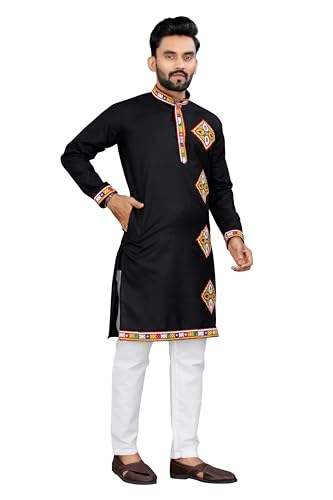 Image of Men's Ethnic Charm Kurta Pyjama Set - Perfect for Navratri Festivities