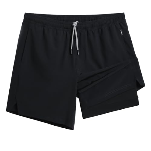 maamgic Gym Shorts for Men 7 inch Inseam with Liner Stretch 2 in 1 Workout Shorts Men Quick Dry Athletic Running Shorts