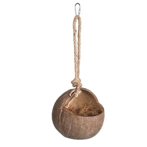 Image of Coconut Bird House Coconut Shell Hide Nest Shelter Hanging Birdhouse Cage Habitats Decor for Hamster Sugar Glider Parrot Bird Side-Fixed Style One Size