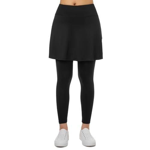 Xioker Women Skirted Full Length Leggings with Pockets,Tennis Skorts Skirts with Leggings Yoga Skorts(Black Full Length XL) by Xioker - Image 3