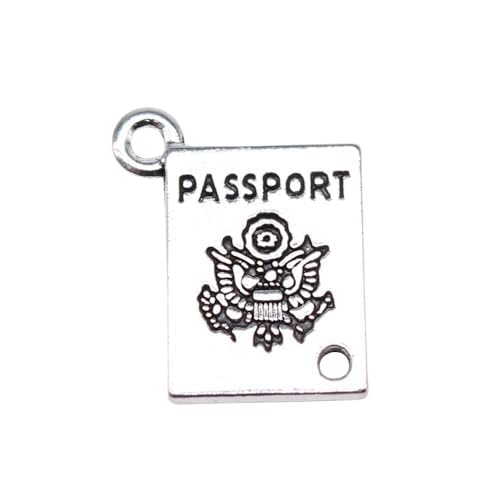 WYSIWYG 10pcs 19x15mm Passport Charms Antique Silver Color Zinc Alloy