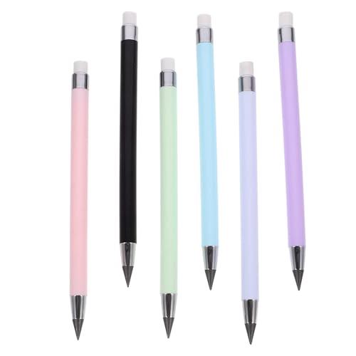 HANABASS 6個 永遠に使えるインクレス筆 マカロンカラー 芯 削らないスケッチ 製図用ペンシル 軽量携帯型 学生 初心者向け