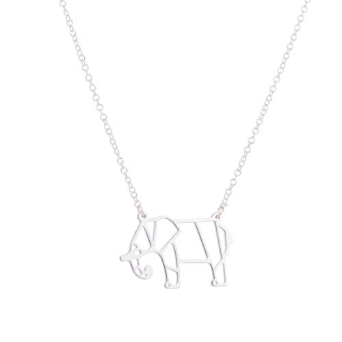 Collier éléphant origami pour fille - Bijou animal chaîne fine tendance