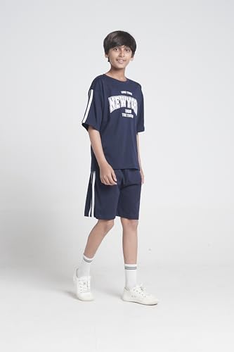 Image of T2F Boys Cotton Printed DropShoulder Fit T-Shirt and Shorts Clothing Set (Pack of 3)
