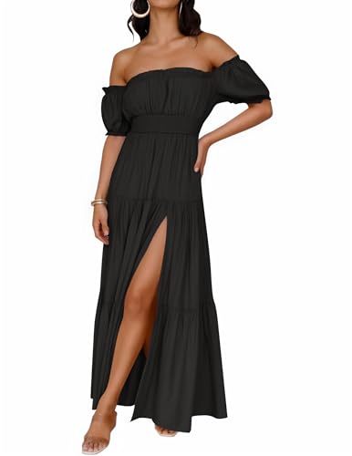 ZESICA Women's Boho Off Shoulder Maxi Dress