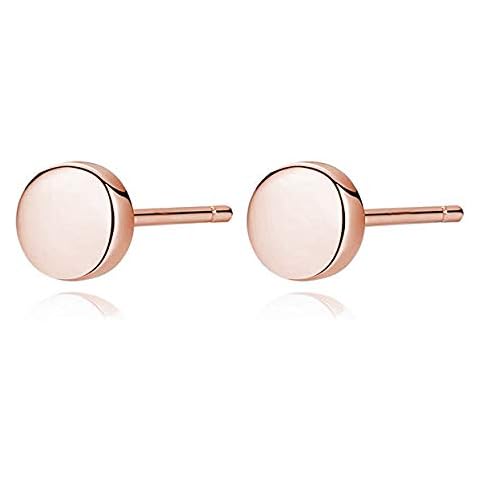 BBSSC Tiny Dot Earrings in Gold, Rose Gold, or Silver,Tiny Circle Stud Earrings for Women | Minimalist, Delicate Jewelry (Rose gold) Cover